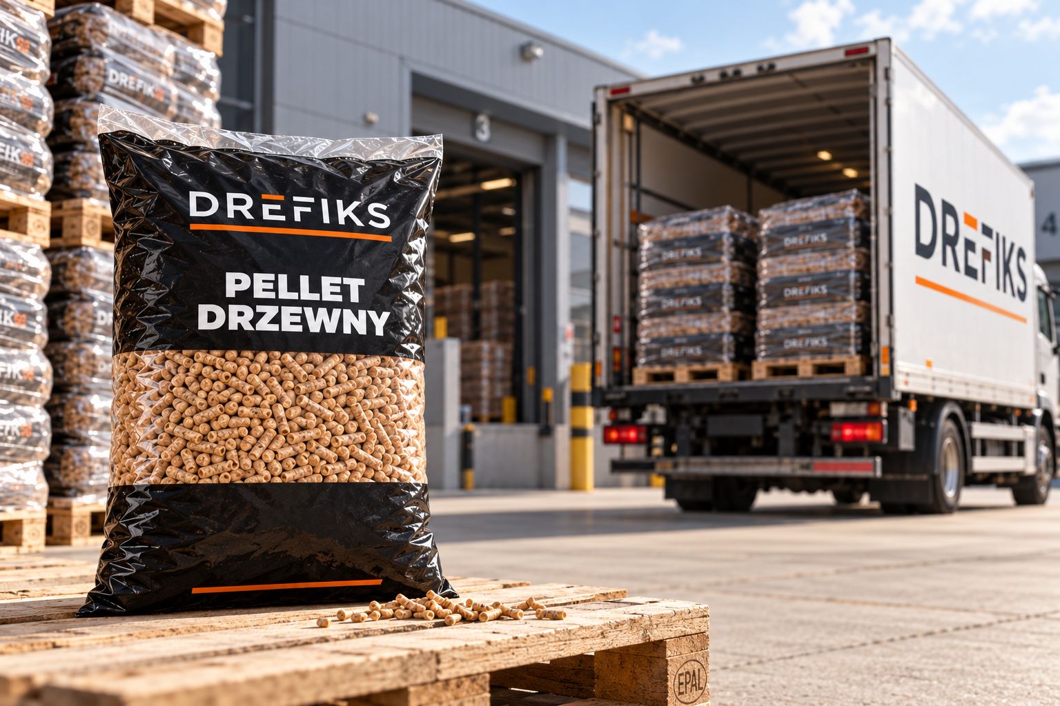 Pellet drzewny DreFiks na paletach z dostawą